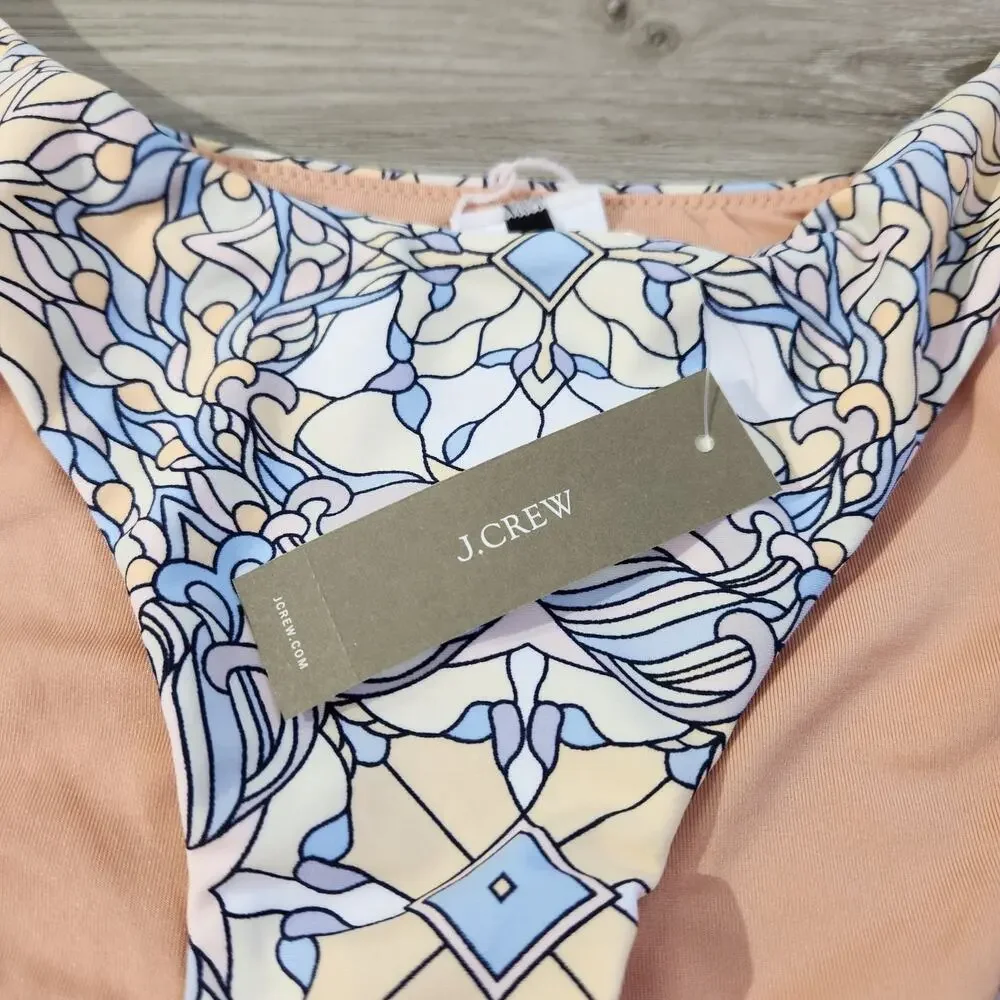 J. Crew Curved-waist Cheeky Bikini Bottom Kaleidoscope New W Tags Women's Size M